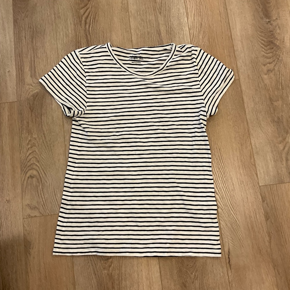 J. Crew Black and White Stripe Studio Tee - Picture 2 of 4